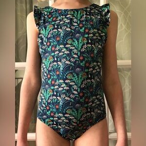 Crewcuts size 10 years girls’ one piece angel flutter sleeve, wildflowers EUC
